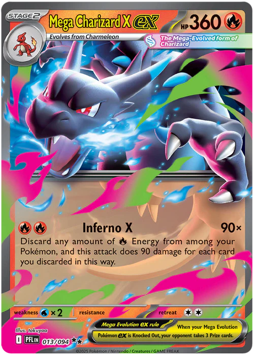 Mega Charizard X ex 013/094 Double Rare Pokemon Card (Mega Evolution Phantasmal Flames)
