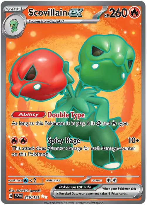 Scovillain ex 216/191 Ultra Rare Pokemon Card (Scarlet & Violet Surging Sparks)