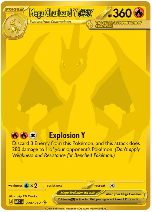 Mega Charizard Y ex 294/217 Mega Hyper Rare Pokemon Card (Mega Evolution Ascended Heroes)