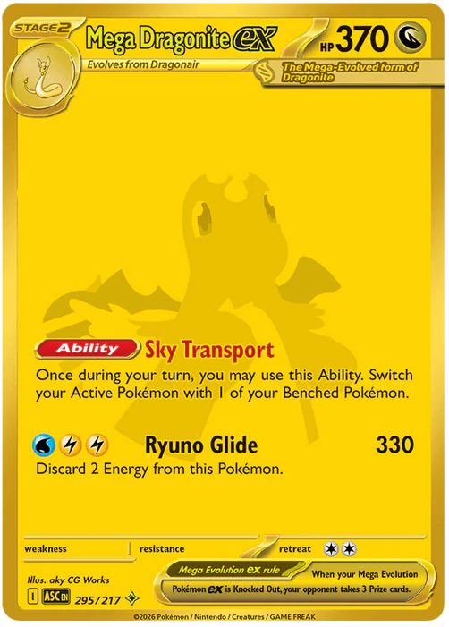 Mega Dragonite ex 295/217 Mega Hyper Rare Pokemon Card (Mega Evolution Ascended Heroes)