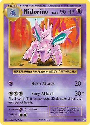 Nidorino (44/108) - XY Evolutions Reverse Holofoil