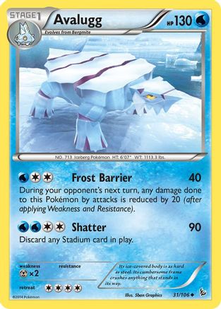 Avalugg (31/106) - XY Flashfire Reverse Holofoil