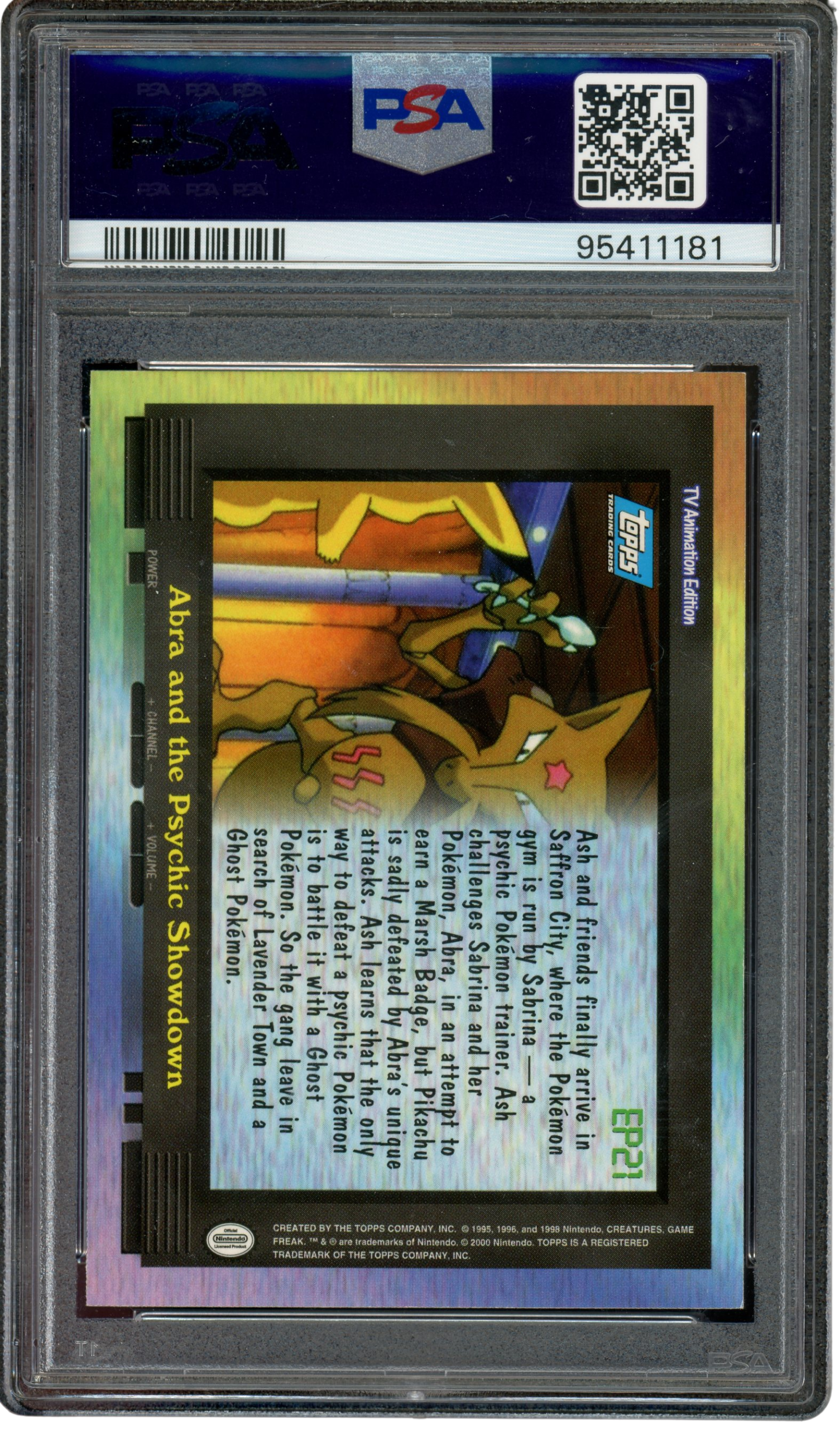 PSA 9 ABRA AND THE PSYCHIC SHOWDOWN 2000 TOPPS - Image 2